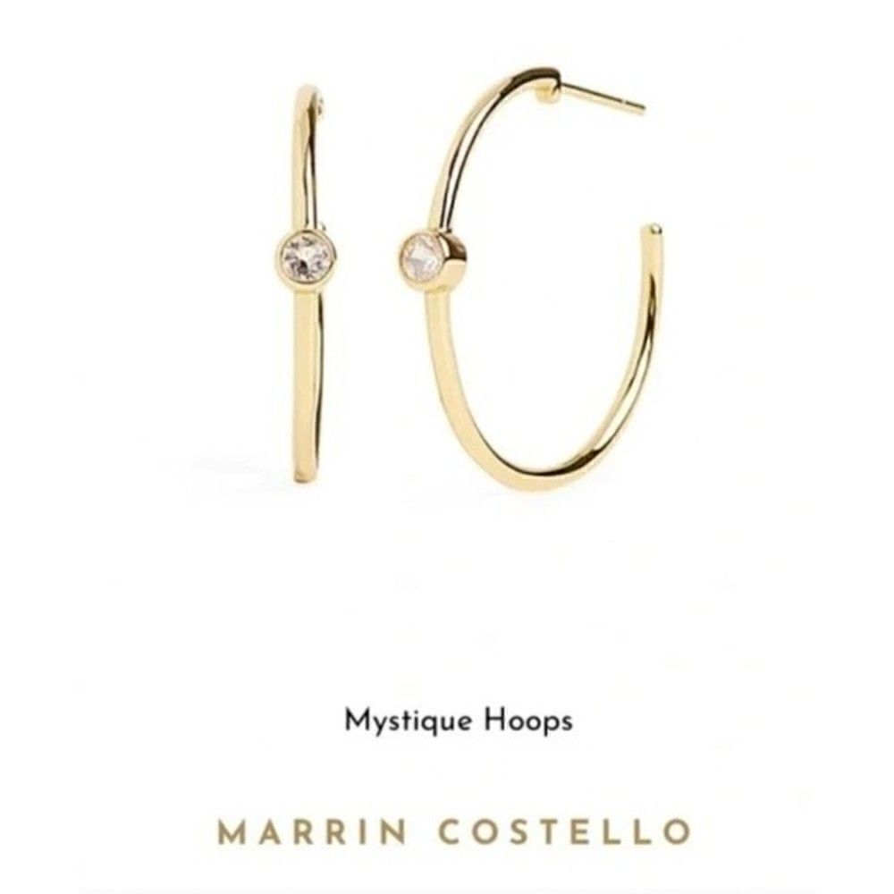 Marrin Costello Curateur Hoop Earrings 14k Gold Plated Sterling Silver Topaz Nwt